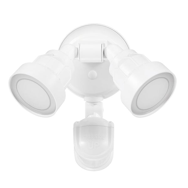 180-Degree 15W Twin Head White 1400 Lumens Hardwired Motion Activated Outdoor Integrated LED Flood Light Security Light, Outdoor, Outside House Lights 17000201