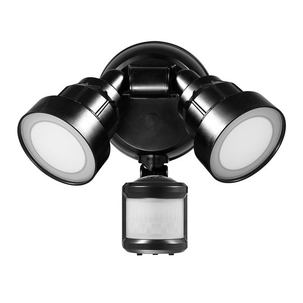 GLOBE Electric 180-Degree 15W Twin Head Black 1400 Lumens Hardwired Motion Activated Outdoor Integrated LED Flood Light Security Light, Outdoor, Outside House Lights 17000202