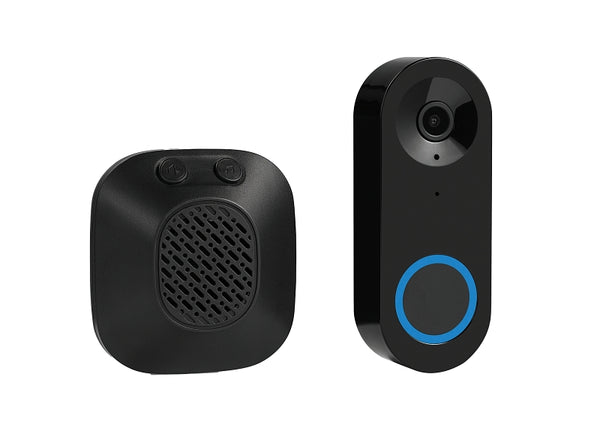 Heath Zenith Wired Smart Doorbell Kit, Black, Plastic, Motion Detection, 10 Melodies, Muted Option, 2-Way Audio, Plug-In Chime, Voice Changer, Night Vision, Wide-Angle 18000141