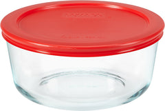 Pyrex Simply Store 4-Cup Single Glass Food Storage Container with Lid, Non-Pourous Glass Round Meal Prep Container with Lid, BPA-Free Lid, Dishwasher, Microwave, Oven and Freezer Safe 1075428