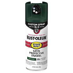 Rust-Oleum 376874 Stops Rust Custom Spray 5-in-1 Spray Paint, 12 oz, Satin Hunter Green, (Pack of 1)
