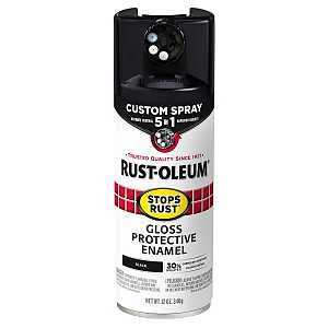 Rust-Oleum 376884 Stops Rust Custom Spray 5-in-1 Spray Paint, 12 oz, Gloss Black, (Pack of 1)