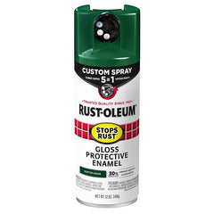 Rust-Oleum 376891 Stops Rust Custom Spray 5-in-1 Spray Paint, 12 oz, Gloss Hunter Green, (Pack of 1)