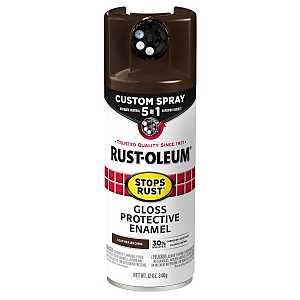 Rust-Oleum 376892 Stops Rust Custom Spray 5-in-1 Spray Paint, 12 oz, Gloss Leather Brown