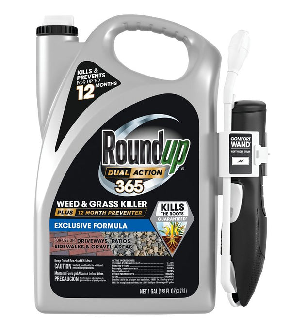 Roundup Dual Action 365 Weed & Grass Killer Plus 12 Month Preventer with Comfort Wand, Kills & Prevents for up to 1 Year, 1 gal. 5478304