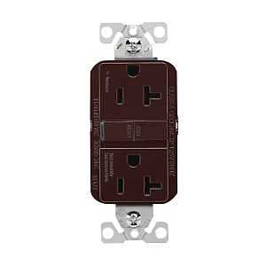 Eaton GF20B Slim Power Outlet Receptacle, Self-Test GFCI, 20A, 125V, Brown