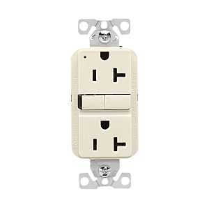 Eaton GF20LA Slim Power Receptacle, Self-Test GFCI, 20A, 125V, Light Almond