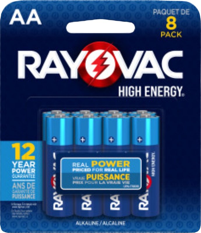 High Energy Premium Alkaline Battery, Aa, 8/pack