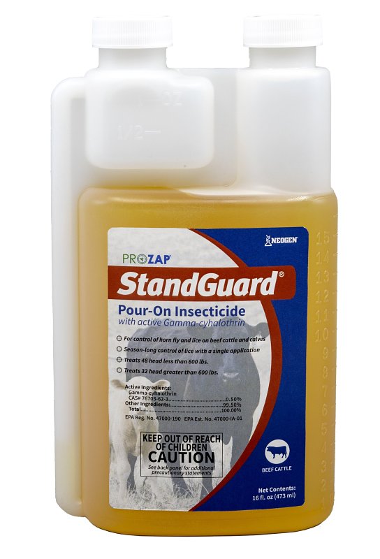 Neogen 1907850 Prozap StandGuard Pour-On 473 mL Insecticide, Yellowish. Brown