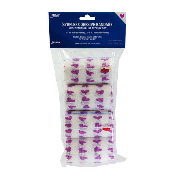 Ideal Syrflex Cohesive Bandage 4? White Hearts 4pk TA3400WHIP-4PK