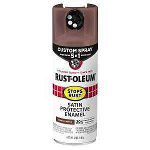 Rust-Oleum 376877 Stops Rust Custom Spray 5-in-1 Spray Paint, 12 oz, Satin Chestnut Brown