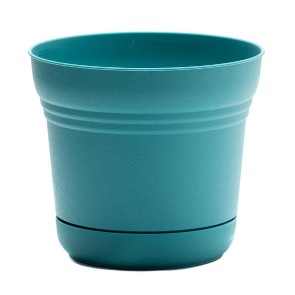 Bloem Saturn Round Planter with Saucer Tray: 12" - Bermuda Teal - Durable Plastic Pot, Matte Finish, Removable Saucer, for Indoor & Outdoor Use, Gardening, 3 Gallon Capacity SP1226