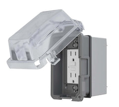 TAYMAC MKG420CS Nonmetallic Extra Duty Complete in-Use Cover 15 Amp WRTR Self Test GFCI Kit, 1-Gang, Clear/Gray