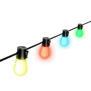 Feit Electric 24ft Smart Outdoor String Lights, 12 Socket Color Changing Works with Alexa/Google Assistant, Heavy Duty and Weather Resistant - Frosted Bulb - LVSL24-12/RGBW/AG