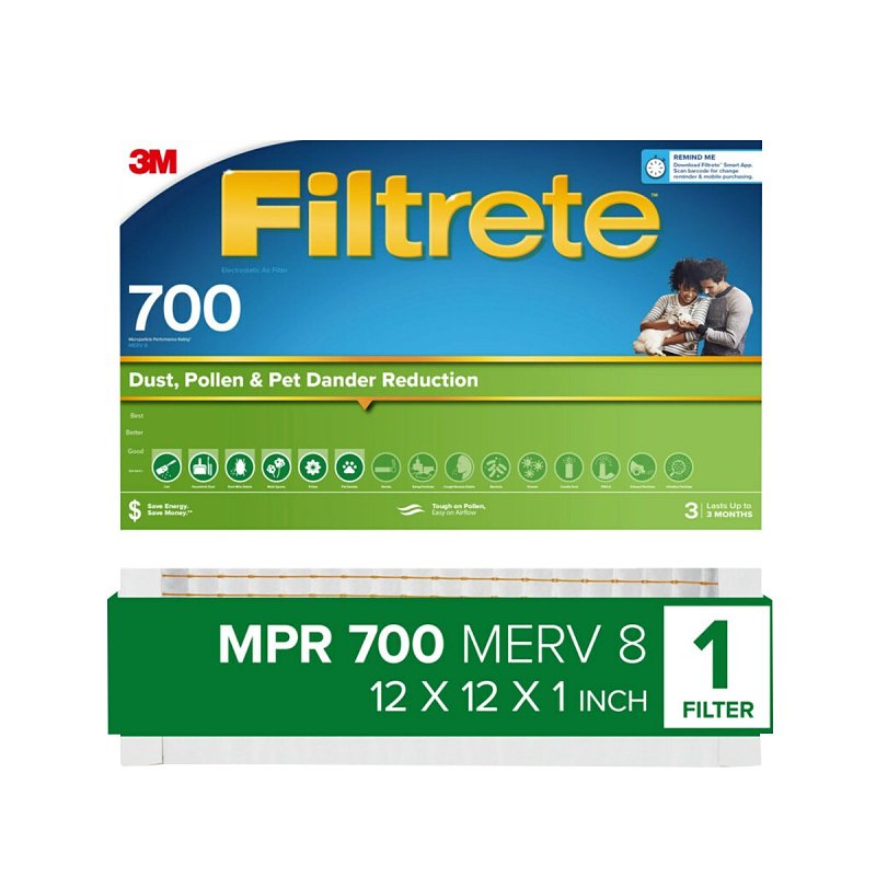 Filtrete 12 in. W X 12 in. H X 1 in. D Fiberglass 8 MERV Pleated Air Filter 4 pk 710-4