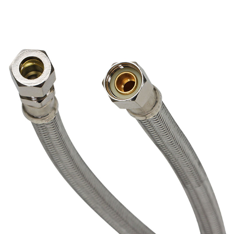 Fluidmaster B8F12 Faucet Connector, Braided Stainless Steel - 3/8 Female Compression Thread x 3/8 O.D. Copper Tubing Coupling, 12-Inch Length