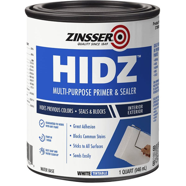 Zinsser 373693 HIDZ Multi-Purpose Primer and Sealer, Quart, Flat White