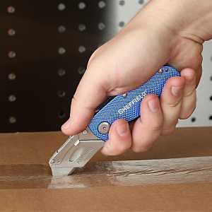 Sheffield 12514 Folding Lock Back® Utility Knives - 3 Pack - Blue