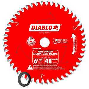 Diablo Track Circular Saw Blade for Fine Finish and Plywood - Ideal for Carpenters, Installers and Remodelers - 6-1/2" Diameter, 48-Teeth, 8,800 Max RPM - D0648TSF