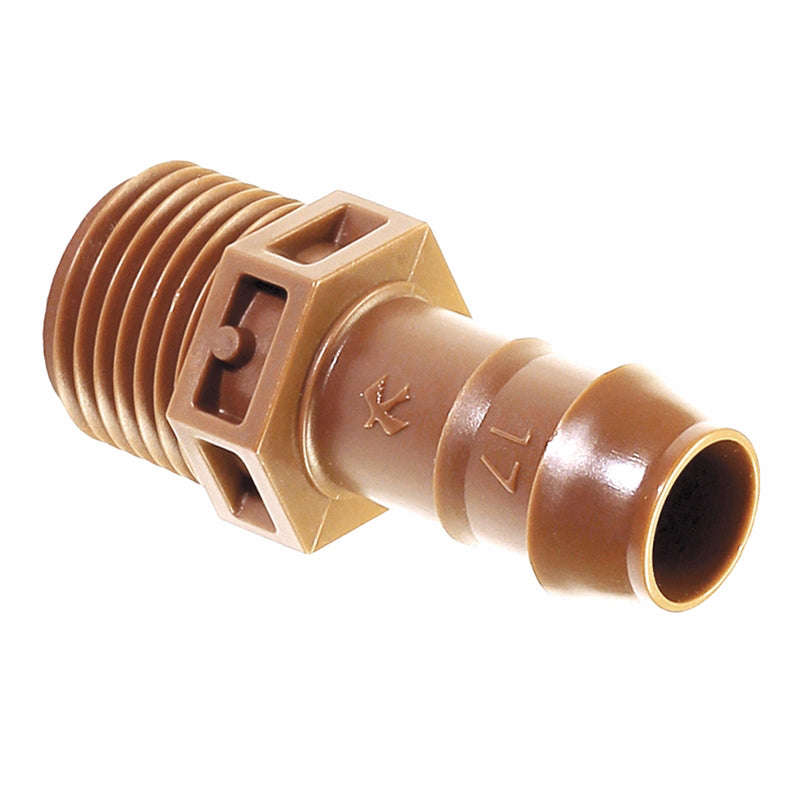 Rain Bird BA-050MPS Drip Irrigation PVC Adapter, Universal Fit for 5/8", 1/2", .700" Drip Tubing, 1/2" (MPT) Male Pipe Thread x 1/2" Barb