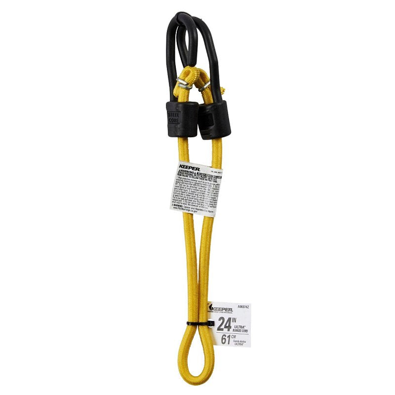 Hampton Products International Keeper Ultra Yellow Bungee Cord 24 in. L x 0.374 in. 1 pk - Case of: 10; Each Pack Qty: 110