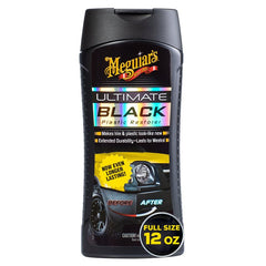 Meguiar's Ultimate Black Plastic Restorer - Enhance Faded Trim with Long-Lasting UV Protection - 12 Oz Bottle G15812