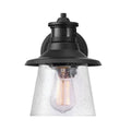GLOBE Electric 32982 1-Light Motion Sensor Wall Sconce, Outdoor, Matte Black, Clear Seeded Glass Shade, 150 Degrees, 30ft. Range, Farmhouse, E26 Bulb, Porch Light, Weather Resistant