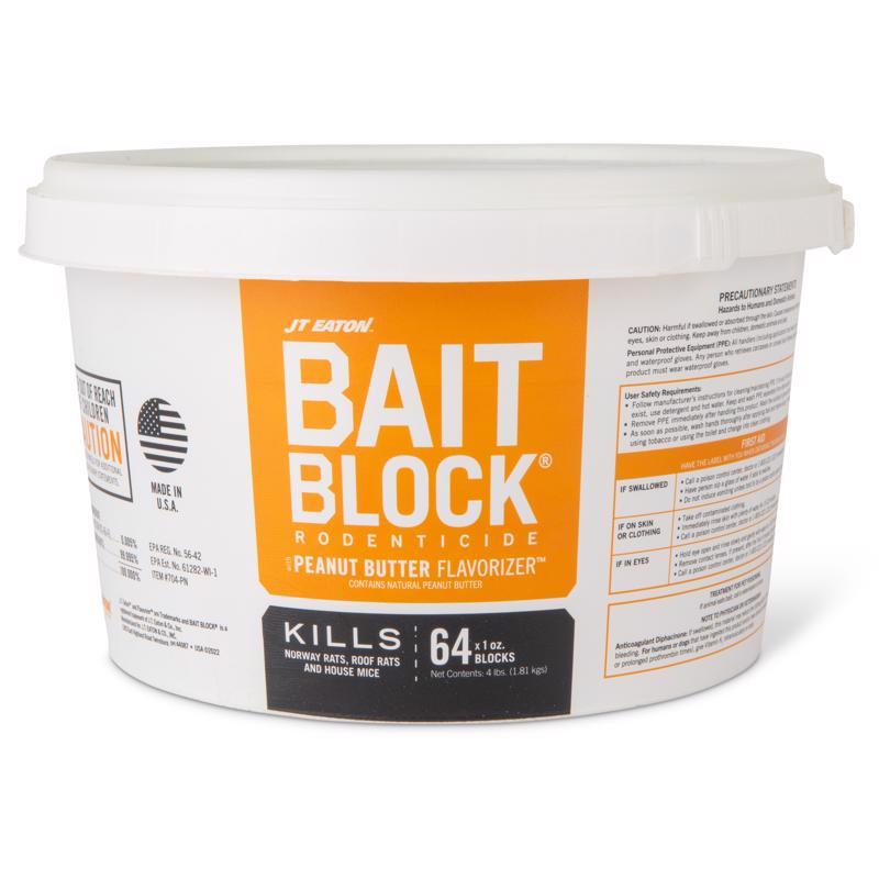 Bait Block Peanut Butter Flavor Rodenticide – 4 lb. Pail – Effective Rodent Control Bait Blocks – Long-Lasting and Easy to Use