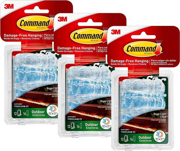 Command Outdoor Rope Light Clips, Clear (17301CLRAW-ES)