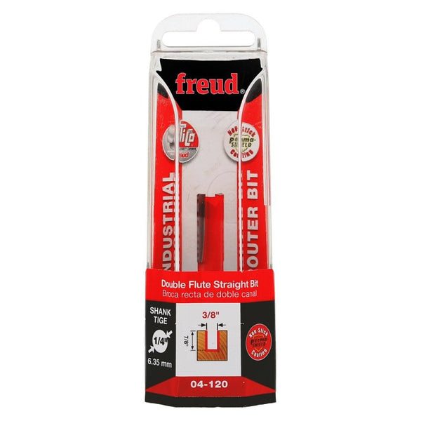 Freud 04-120: 3/8" (dia.) Double Flute Straight Bit with 1/4" shank, 1-7/8" overall length