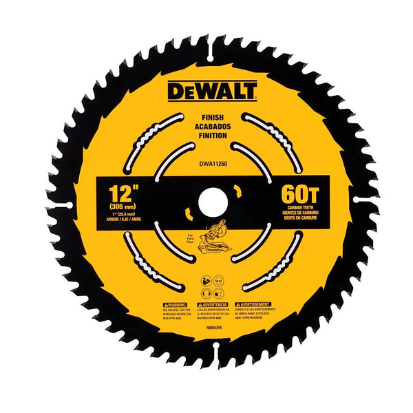 DEWALT DWA11260 Circular Saw Blade, Carbide-Tipped, 60-Tooth x 12 In. - Quantity 3 (3-Pack)