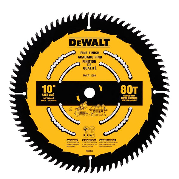 DEWALT Table Saw Blade, 10 inch, 80 Tooth, Fine Finish, Ultra Sharp Carbide (DWA11080)