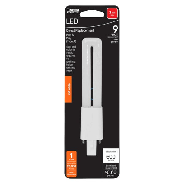 Feit Electric PL G23 LED Tube Light Soft White 9 Watt Equivalence 1 pk BPPL9/827/LEDG2/H