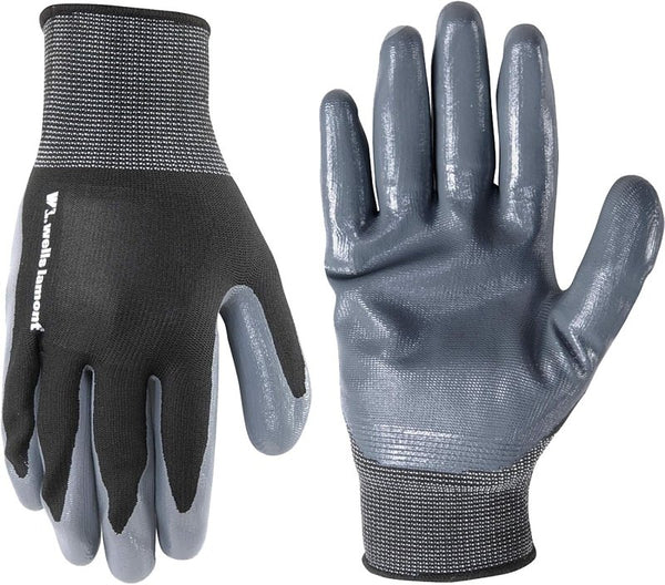 Wells Lamont Men's Coated Grip Work Gloves, Nitrile Coating, Medium (546M) , Black