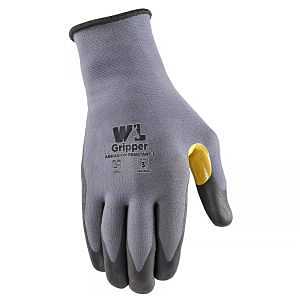 Wells Lamont Mens Indoor & Outdoor Gripper Grip Gloves, Gray & Yellow - Extra Large - 1 Pair