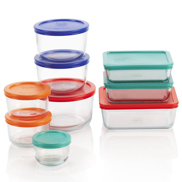 Pyrex 1110608 Multi-Color, 18 Piece Set 781147970080 Glass Food Storage Lids