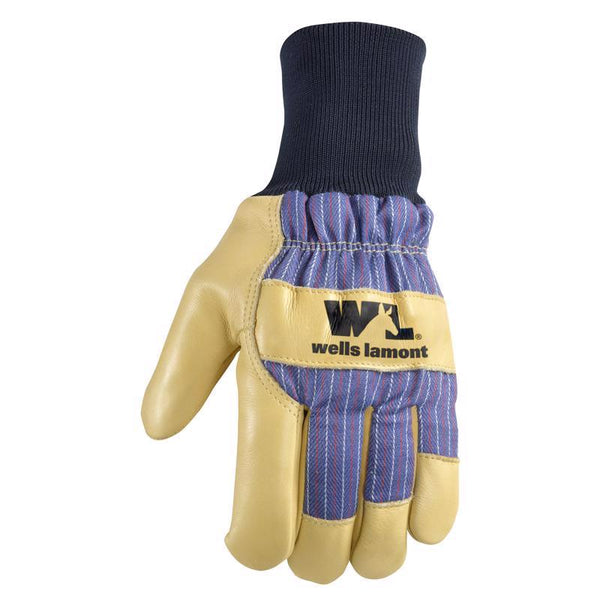 Wells Lamont mens Men s Winter Work Gloves with Leather Palm 100 gram Insulation Large Wells Lamont 5127L , Tan/Purple, Large US