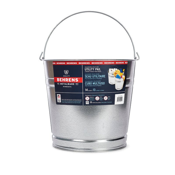 Behrens High Grade Steel 1214GS 14 Qt Silver Galvanized Steel Pail (2-Pack)