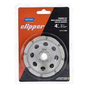 Norton Diamond Blade Cup Grinding Wheel, Clipper Classic Diamond Cup Type 27 Grinding Wheel, Single 4" Grinder Disc for Concrete, Pack of 1