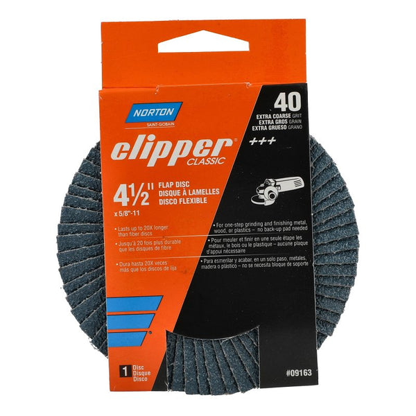 Norton 2027356 4.5 x 0.62 in. Zirconia Alumina & X-Wt Cotton 40 Grit Flap Disc 70184609163