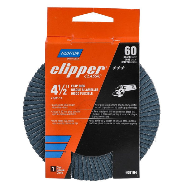 Norton 2027357 4.5 x 0.62 in. Zirconia Alumina & X-Wt Cotton 60 Grit Flap Disc 70184609164