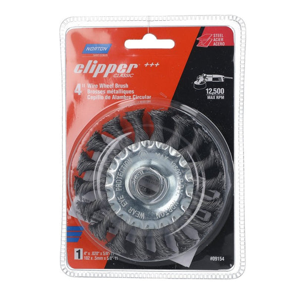 Norton Wire Brush, Clipper 4" Wire Wheel for Angle Grinder, Carbon Steel Metal Brush for Cleaning, Knotted Wire Metal Brush, Pack of 1 70184609154