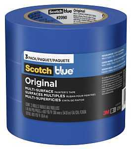 ScotchBlue Original Multi-Surface Painters Tape, 1.5 Inch Wide (1.41 In. x 60 Yds) 3 Rolls, Blue Paint Tape Protects Surfaces and Removes Easily, Masking Tape for Indoor and Outdoor Use (2090-36AP3)