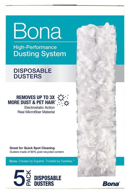 Bona Disposable Duster Refills - 5 Pack - High Performance Dusting System - Microfiber Dusters Remove Dust and Pet Hair for Quick Spot Cleaning AX0003683