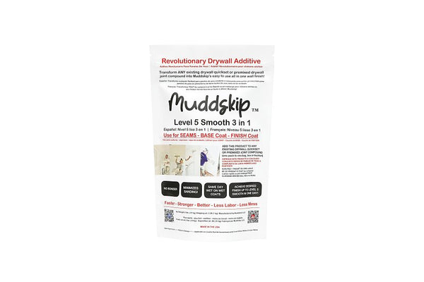 MuddSkip Smooth Drywall Additive Powder, 2lbs Bag| Level 5+ Finish, No Sanding Required, Same-Day Wet-on-Wet Coats | Made in USA MSSM2662