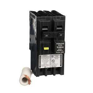 Square D by Schneider Electric Homeline 20 Amp Mini Circuit Breaker, 2 Pole, 120/240V AC, 10kA Breaking Capacity, Plug in Mount, GFCI Class A, Residential Use (‎HOM220GFIC)