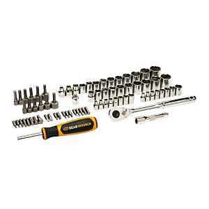 GEARWRENCH 75 Piece 1/4” & 3/8” Drive 72-Tooth 6 Point SAE/MM Mechanics Hand Tool Set | GW38CBMTS75
