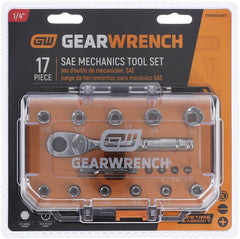GEARWRENCH 17 Piece Mechanics Tool Set SAE, 1/4 in. Drive, 72-Tooth, 6-Point | GWSWS14SAE17