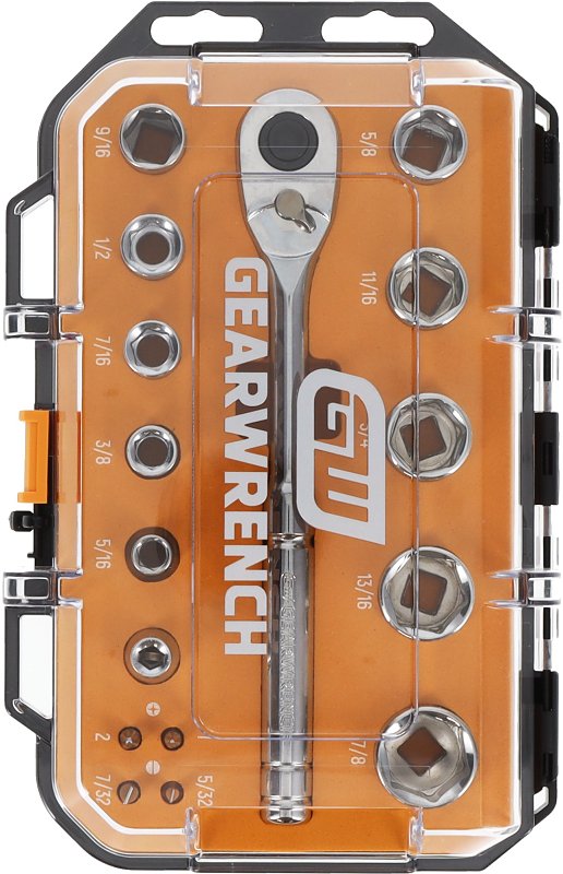 GEARWRENCH Mechanics Hand Tool Set, 16 Pc, 3/8 in Drive, Clear Top Case, SAE | GWSWS38SAE16