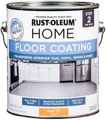 Rust-Oleum 358585 Clear Home Interior Floor Coating System, Step 2 Top Coat, Matte, 1 Gal